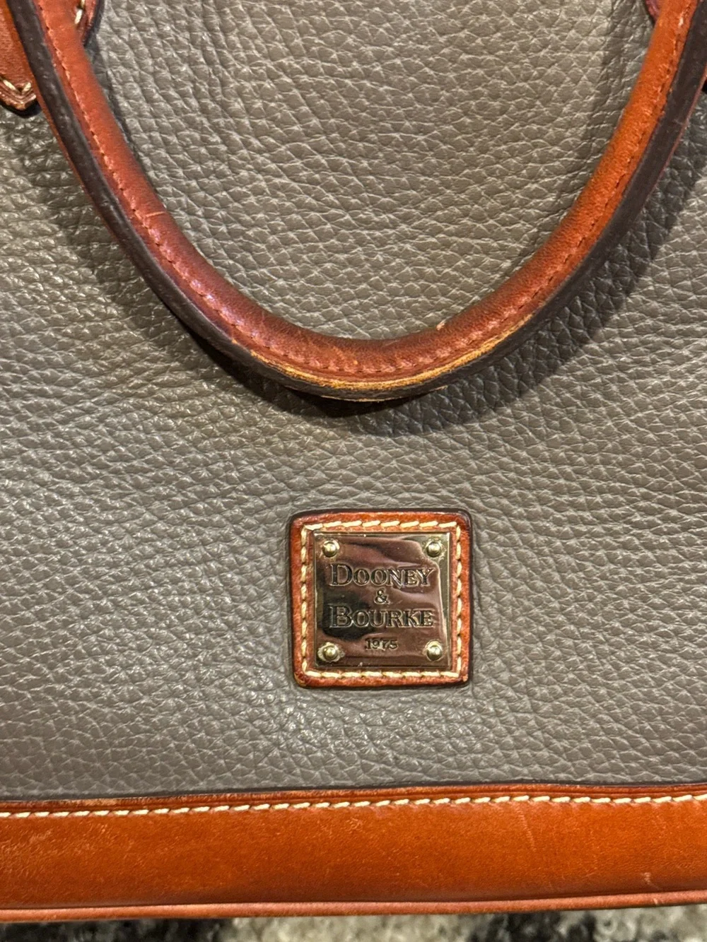 Dooney & Bourke Elephant Gray Pebble Grain Leather Zip Dome Satchel Bag